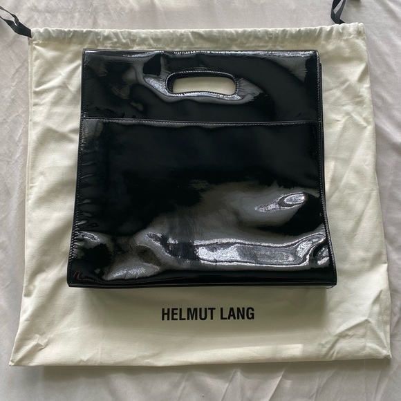 Helmut Lang NWT Black Patent Leather Flap Tote Bag - Picture 2 of 6